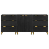 3 Piece Sideboards Black Engineered Wood 3309993