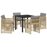 Garden Dining Set 5 pcs Beige Powder-Coated Steel 3380669