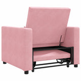 Pull out Sofa Bed Single Light pink 90 x 165 x 87 cm Velvet 42002701