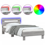 Bed Frame without Mattress with LED Lights Grey Sonoma 90x190 cm Single 838748