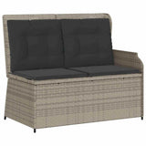 Garden Bench with Cushion Light Grey Poly Rattan 3394445