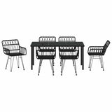 Garden Dining Set 7 pcs Black Powder-Coated Steel 3379188
