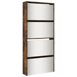 Shoe Cabinet with Mirror 4-Layer Smoked Oak 63x17x134 cm 3228277