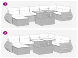 8 Piece Garden Sofa Set with Cushions Grey Poly Rattan Acacia 3326682