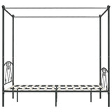 284444 Canopy Bed Frame without Mattress Grey Metal 160x200 cm