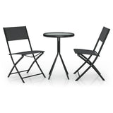 Folding Bistro Set Black Steel, tempered glass, textilene Compact 318765