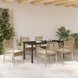 Garden Dining Set with Cushion 7 pcs Beige Poly Rattan 3379895