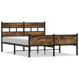 Metal Bed Frame without Mattress Smoked Oak 160x200 cm 3308490