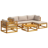 Sofa Set 6 pcs Natural Solid Acacia Wood 3417218