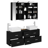 Bathroom Furniture Set 4 pcs Black Oak 3406856