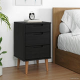 Bedside Cabinet Black 40 x 35 x 65 cm Solid Pine Wood 42020933