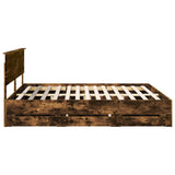 Bed Frame with Drawer Smoked Oak 180 x 200 cm Engineer Wood 3410683