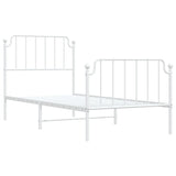 ZNTS Metal Bed Frame with Headboard and Footboard White 90x200 cm 373947