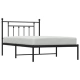 Metal Bed Frame without Mattress with Headboard Black 107x203cm 353533