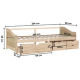 3-Seater Day Bed without Mattress Solid Pinewood 90x200cm 322169