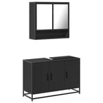 ZNTS 2 Piece Bathroom Furniture Set Black Engineered Wood 3300920