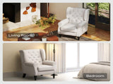 Wingback Accent Chair, Retro Upholstered Button Tufted Occasional Chair for Living Room and Bedroom, T3398P330360