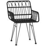 5 Piece Garden Dining Set Black Poly Rattan 3157867