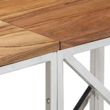 Console Table Silver Stainless Steel and Solid Wood Acacia 349991
