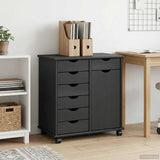 Rolling Cabinet Grey 63.5 x 39 x 65.5 cm Solid Pine Wood 42028378