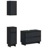 3 Piece Bathroom Cabinet Set EDE Black Engineered Wood 3417739