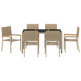 Garden Dining Set 7 pcs Beige Poly Rattan 3365395