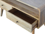 Solid Wood Curved Oak-ish Media Unit, 2 Drawers and Open Slot, Brown B2743P403014