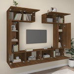 ZNTS 6 Piece TV Cabinet Set Brown Oak Engineered Wood 3114469