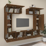 ZNTS 6 Piece TV Cabinet Set Brown Oak Engineered Wood 3114469