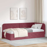 Corner Bed Frame with Headboard Wine Red 90 x 200 cm Fabric 42016498