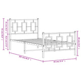 Metal Bed Frame without Mattress with Footboard White 90x200cm 374301