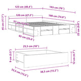 Bed Frame with Drawers without Mattress Black 120x190 cm Small Double 3280777
