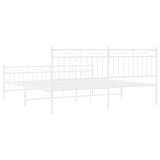 ZNTS Metal Bed Frame without Mattress with Footboard White 183x213cm 373763