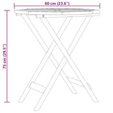 Garden Table Natural Wood Solid eucalyptus wood Small Foldable 312455