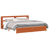 Bed Frame with Headboard Wax Brown 200 x 200 cm Solid Pine Wood 3422771