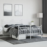 Bed Frame White Steel Double Bed Frame Rectangular 353604