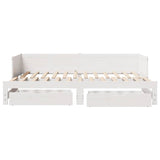 Daybed with Trundle and Drawers without Mattress White 90x190 cm Single 3302218