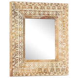 Hand-Carved Mirror 50x50x2.6 cm Solid Mango Wood 321644