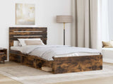 Bed Frame Smoked Oak 100 x 200 cm Solid Pine Wood 3411451