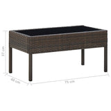 Garden Table Brown 75x40x37 cm Poly Rattan 45903