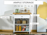 Kitchen Cart Storage Trolley Wooden Cabinet with Drawer Cupboard Towel Rail White T3398P329564