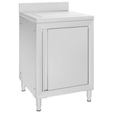 Commercial Kitchen Cabinet with Drainboard Stainless Steel 147228
