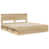 Bed Frame with Headboard Sonoma 200 x 200 cm Engineered wood 3407834