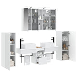 Bathroom Furniture Set 6 pcs White Engineered Wood and Glass 3407127