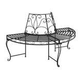 Tree Bench Black Steel Half Round Decorative Inlays 318824