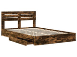 Storage Bed with Drawer Smoked Oak 120 x 200 cm Engineered Wood 3411582