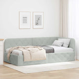 Corner Bed Frame with Headboard Light Grey 90 x 190 cm Velvet 42016523