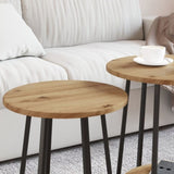 ZNTS Side Table Set of 2 in Artisan Oak with Engineered Wood and Metal 869707