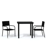 Garden Dining Set Black Powder-coated steel, PE rattan, glass 80 cm 3099577