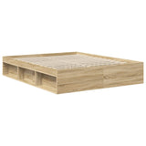 Bed Frame with Headboard Sonoma 160 x 200 cm Solid Pine Wood 3412463